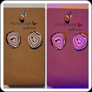 Neopolitan Ice Cream "Ugly Sweater" UV Reactive Handmade Earrings